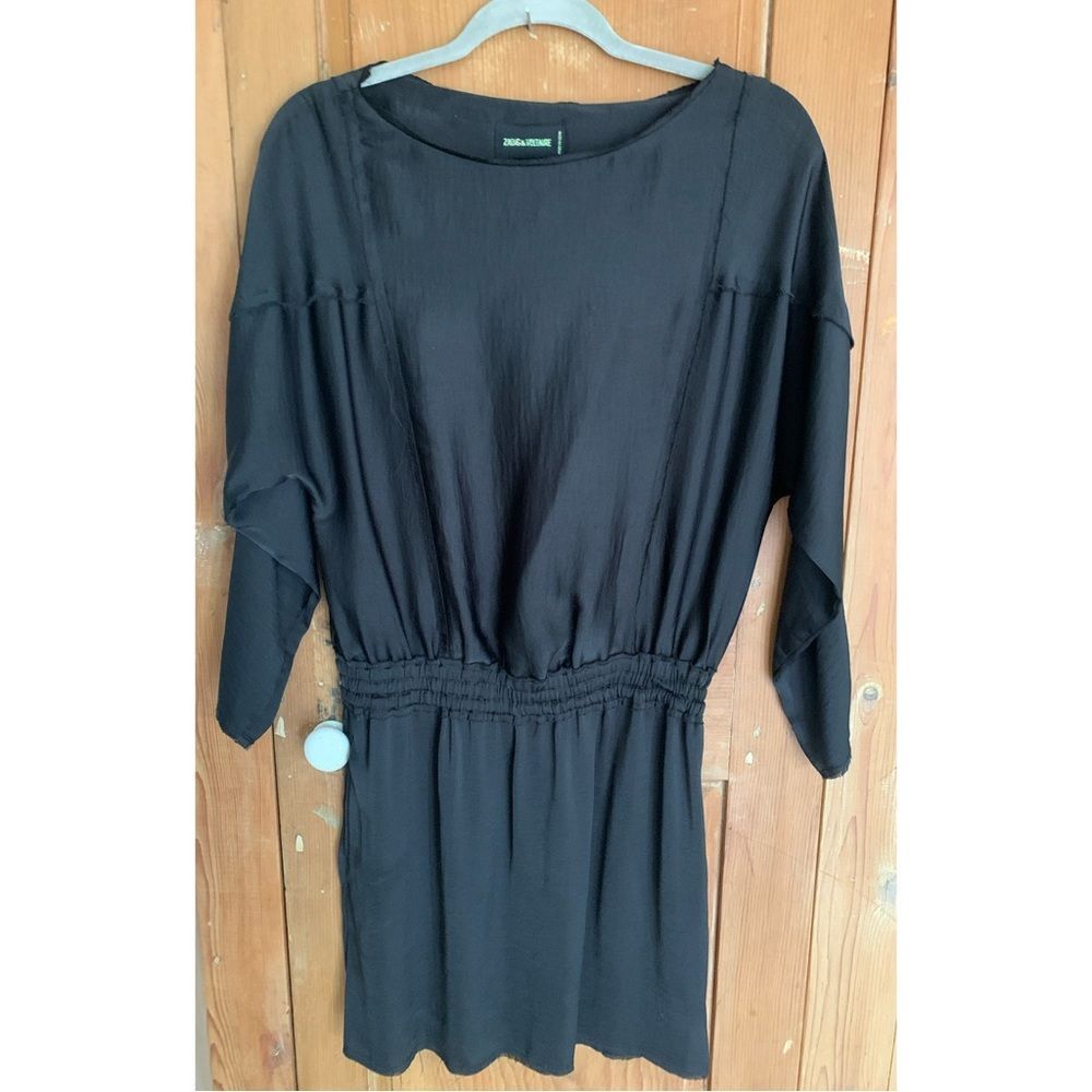 Zadig & Voltaire Rahine blouson waist long sleeve black dress